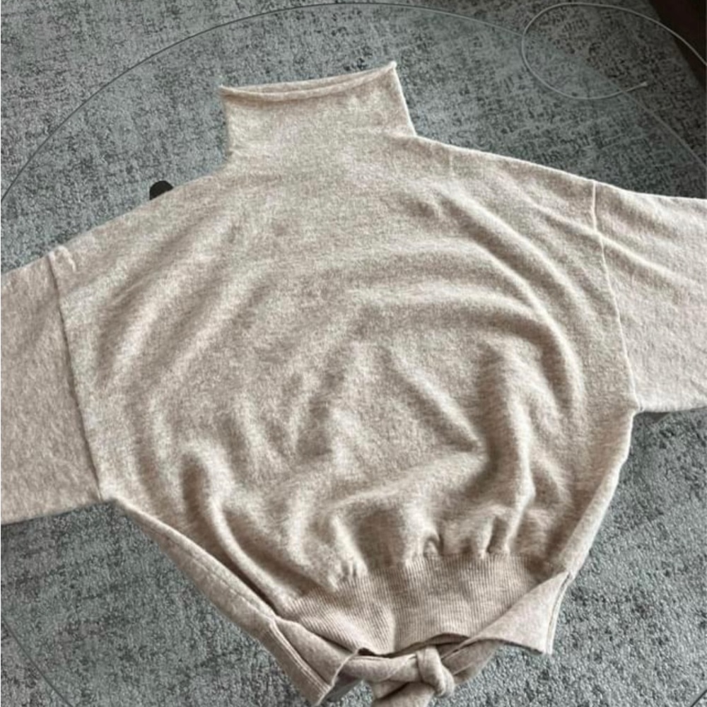 Aritzia Wilfred Lorin Cream Tie Knit Turtleneck Casual Sweater Cottagecore Sz S - Picture 6 of 11